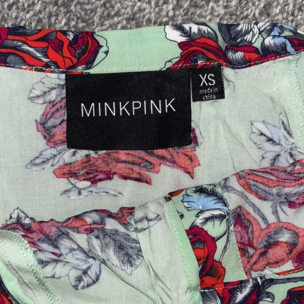 MINKPINK A-Line light green Skirt with Red Floral Design size XS Women’s